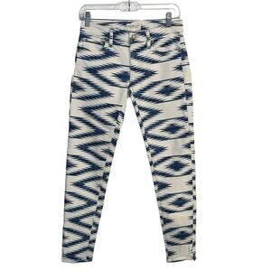 Ralph Lauren Denim & Supply Off-White Denim With Blue Aztec Design Zipper Ankles